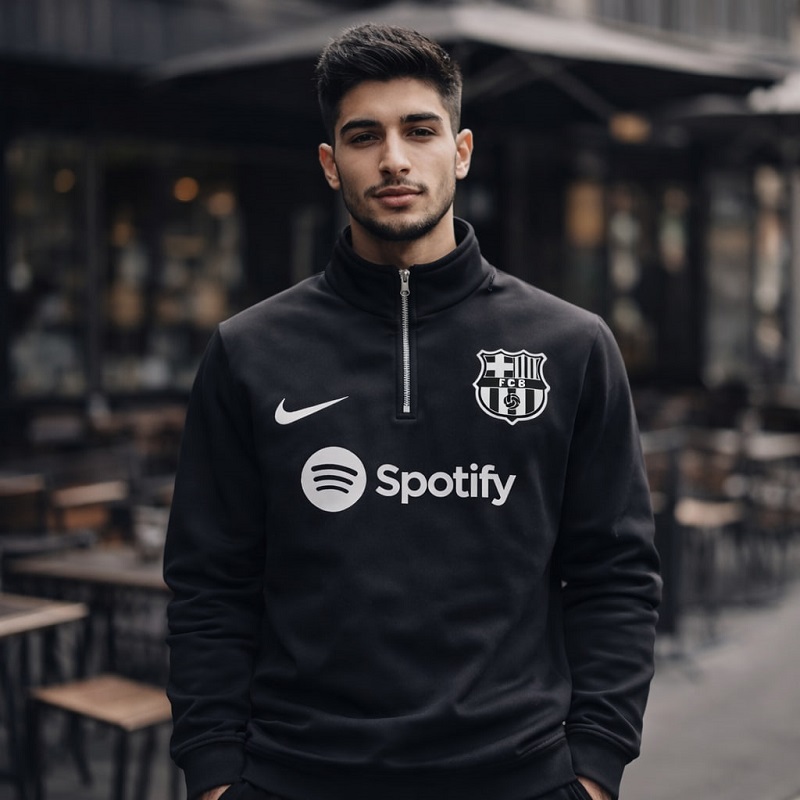 دورس نیم زیپ مدل بارسلونا-مشکی